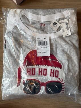 PJ Place Gray Cool Santa 'HO HO HO' Long Sleeve Pajama Set XXXL NEW